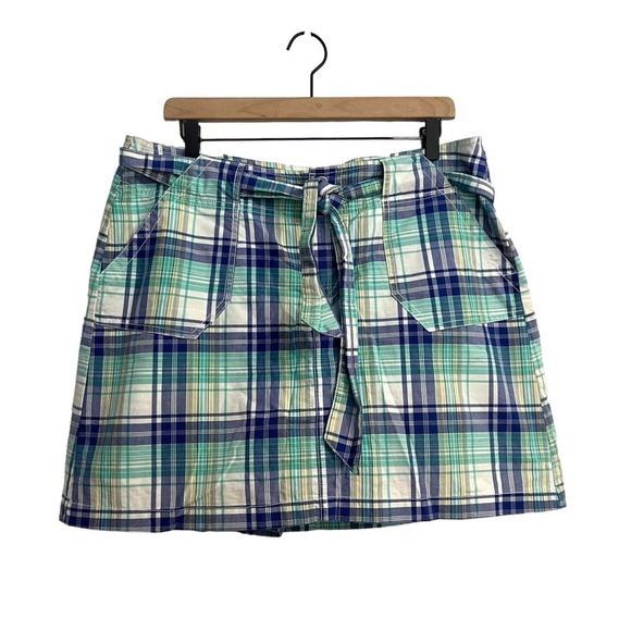 Lane Bryant Pants - Lane Bryant Blue Plaid Belted Mini Skirt Skort Size 14